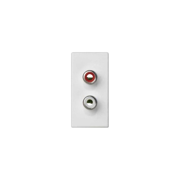 Плата с 2-мя разъёмами RCA audio Simon, 1/2 К45, винтовой зажим, тюльпаны, белый K101B- 9