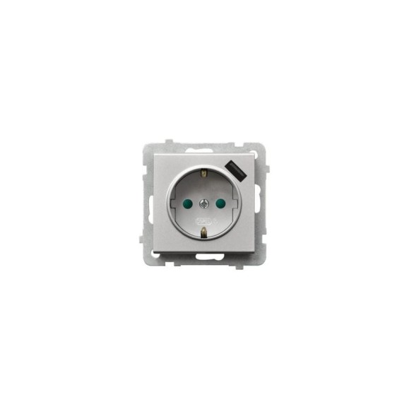 Розетка Ospel Sonata 1-я с/з, Schuko+USB-зарядное устройство, серебро GP-1RSPUSB/m/38