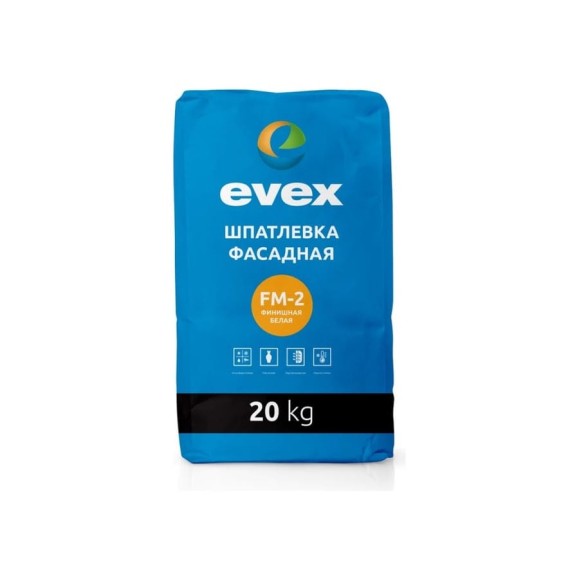 Шпатлевка фасадная FM-2 20 кг финишная белая Evex 3608 Шпатлевка фасадная FM-2 20 кг финишная белая Evex 3608