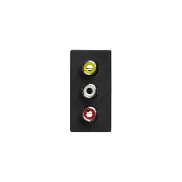 Розетка Simon для подключения аудио/видео разъёмов RCA S27, графит 2701093-038