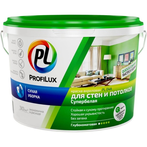Краска Profilux ВД PL 04А акриловая белая 1,4кг Н0000004299 Краска Profilux ВД PL 04А акриловая белая 1,4кг Н0000004299