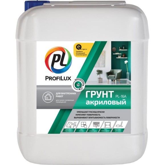 Акриловый грунт для внутренних работ Profilux PL 16A 5 л Н0000000905