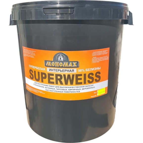 Интерьерная краска Мономах Superweiss, супербелая 40кг 2крсв40б