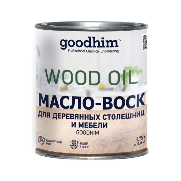 Масло-воск для деревянных столешниц и мебели Goodhim дуб, 0,75 л 24429 Масло-воск для деревянных столешниц и мебели Goodhim дуб, 0,75 л 24429