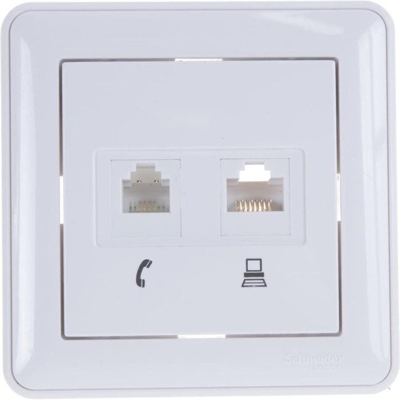 Розетка компьютерная телефонная Systeme Electric RJ11+RJ45 СП W59 RSI-251TK5E-18 белая