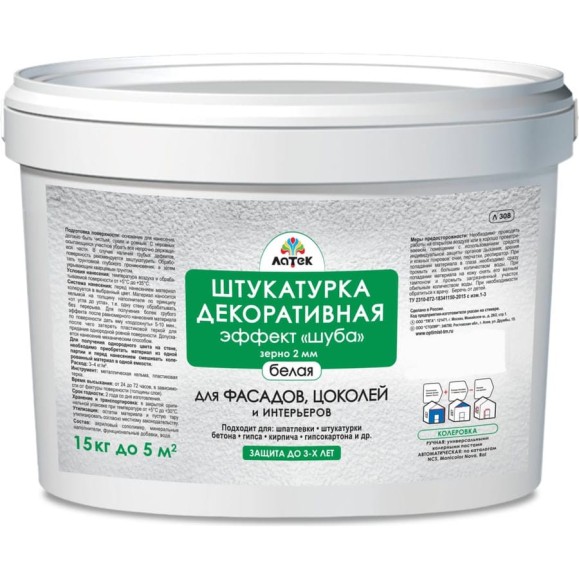Штукатурка Шуба Л308 (15 кг; зерно 2 мм) Латек LAS027