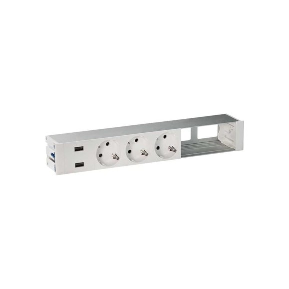Врезной розеточный блок с крышкой Simon, ввод щетка, 3x2PE, 2xUSB зарядных устройства, 2 свободных модуля, алюминий, S400 44623000-133 Врезной розеточный блок с крышкой Simon, ввод щетка, 3x2PE, 2xUSB зарядных устройства, 2 свободных модуля, алюминий, S400 44623000-133