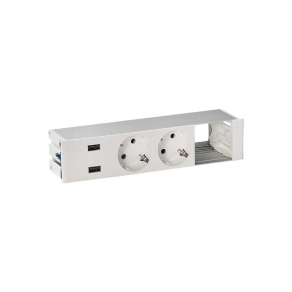 Врезной розеточный блок с крышкой и металлическим вводом Simon 2x2PE, 2xUSB зарядных устройства,1 свободный модуль, алюминий, S400 45422000-133 Врезной розеточный блок с крышкой и металлическим вводом Simon 2x2PE, 2xUSB зарядных устройства,1 свободный модуль, алюминий, S400 45422000-133