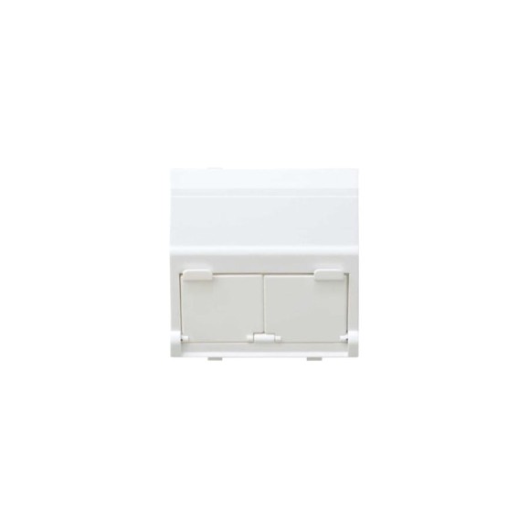 Адаптер со шторками Simon S27, на 2 коннектора AMP UTP, FTP, SYSTYMAX RJ12, UTP, белый C27086-0035