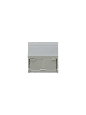 Адаптер со шторками Simon S27, на 2 коннектора AMP UTP, FTP, SYSTYMAX RJ12, UTP, серый C27086-0037