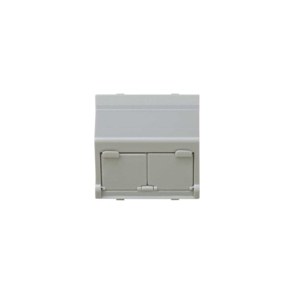 Адаптер со шторками Simon S27, на 2 коннектора AMP UTP, FTP, SYSTYMAX RJ12, UTP, серый C27086-0037