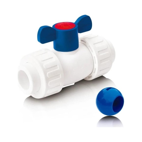 Кран шаровой Blue Ocean полипропиленовый (шар ABS) с 2 сгонами ХВС - 25 PPRF/BVUA-CW-B/PPR(W)-25
