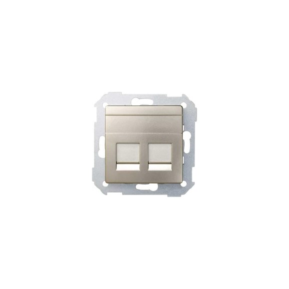 Адаптер со шторками на 2 коннектора Simon UTP S82, S82N, RJ45, FTP RJ45, RJ12, AMP, шампань 82006-34