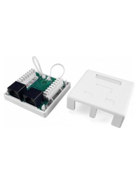 Компьютерная розетка Hyperline, SB1-2-8P8C-C6-WH RJ-45 8P8C, категория 6, двойная, внешняя 430235