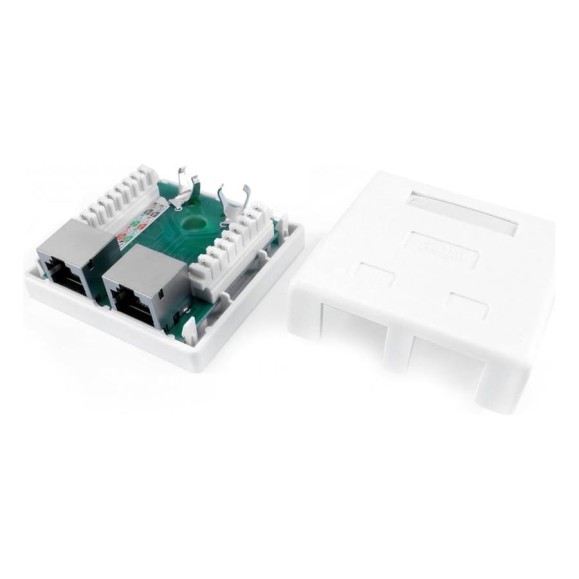 Компьютерная розетка Hyperline, SB1-2-8P8C-C6-SH-WH RJ-45 8P8C, категория 6, экранированная 430237