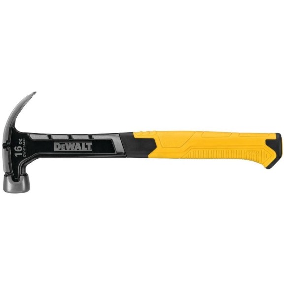 Молоток DEWALT одноэлементный, с изогнутым гвоздодером, 454 г DWHT51439-0