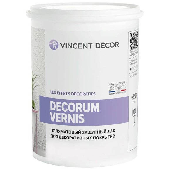 Защитный лак для декоративных покрытий VINCENT DECOR DECORUM VERNIS полуматовый 2,5л 103-069 Защитный лак для декоративных покрытий VINCENT DECOR DECORUM VERNIS полуматовый 2,5л 103-069