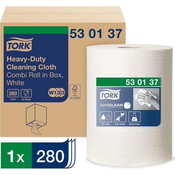 Нетканый материал TORK арт. 530137 Premium 530, белый, малый рулон 106,4 м 8925