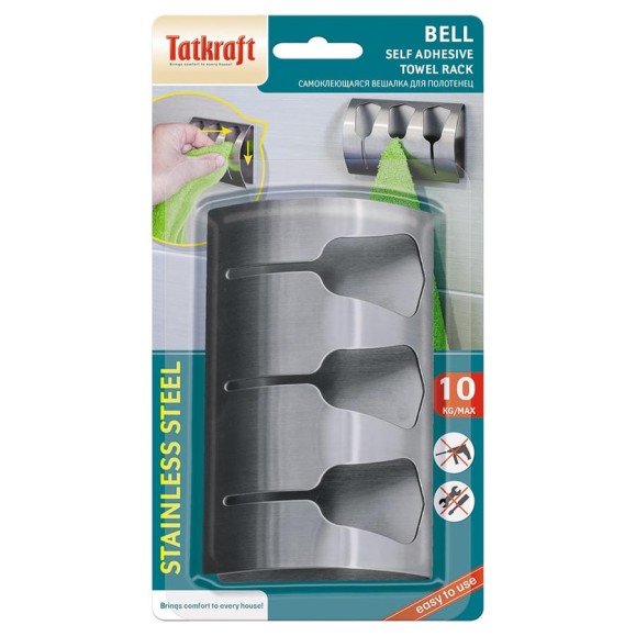 Самоклеющаяся вешалка Tatkraft Bell для 3 полотенец 20153