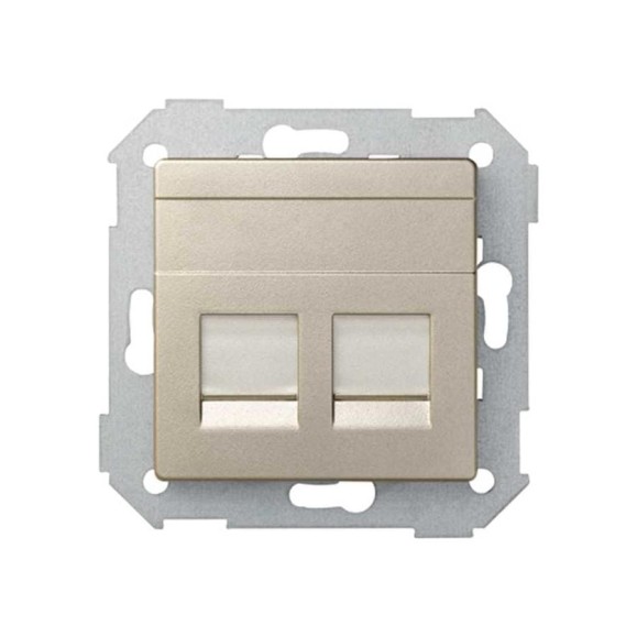 Адаптер со шторками Simon на 2 коннектора UTP RJ45, SYSTIMAX, S82, S82N, шампань 82009-34