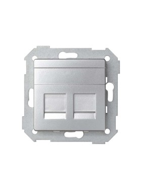 Адаптер со шторками Simon на 2 коннектора UTP RJ45, SYSTIMAX, S82, S82N, алюминий 82009-33