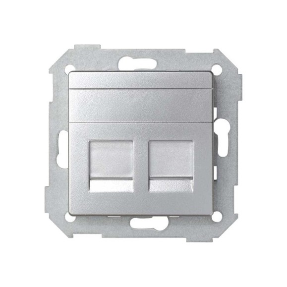 Адаптер со шторками Simon на 2 коннектора UTP RJ45, SYSTIMAX, S82, S82N, алюминий 82009-33