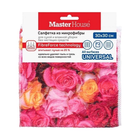 Салфетка из микрофибры Master House Голландские цветы M04F 30x30см 60160