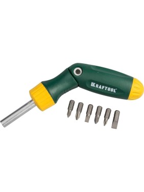 Реверсивно-рычажная отвертка с битами BIT-LOCK KRAFTOOL 26150-H7
