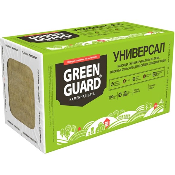 Каменная вата GreenGuard Универсал (8 шт; 1200х600х50 мм) ТЕХНОНИКОЛЬ тов-162106