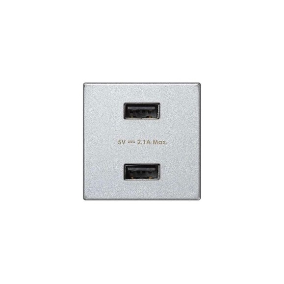 Зарядное устройство Simon, 2хUSB, К45, 5 В, 2,1 А, алюминий K126E-8