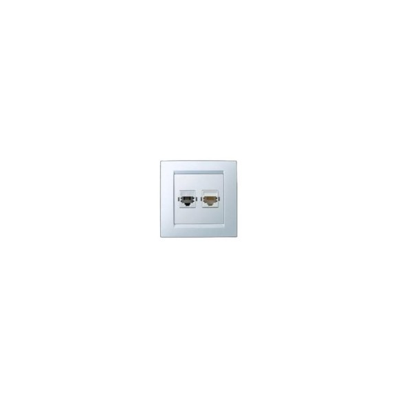 Розетка RJ-11/RJ-45, компьютерная/телефонная, белая Simon 1590590-030