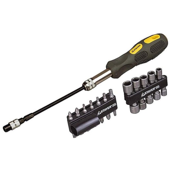 Отвертка MAX-GRIP с битами и торцевыми головками 25 предметов STAYER 2590-H25 G Отвертка MAX-GRIP с битами и торцевыми головками 25 предметов STAYER 2590-H25 G