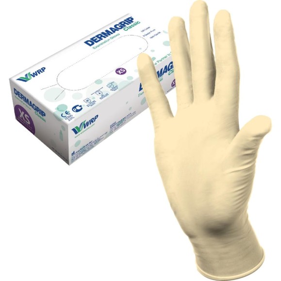 Смотровые латексные перчатки DERMAGRIP CLASSIC 100 штук, размер XS CT0000000689 Смотровые латексные перчатки DERMAGRIP CLASSIC 100 штук, размер XS CT0000000689