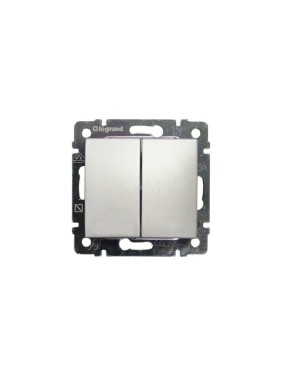 Переключатель Legrand двухклавишный Legrand Valena 10А 250В схема 6/2 безвинтовые зажимы алюминий 770108