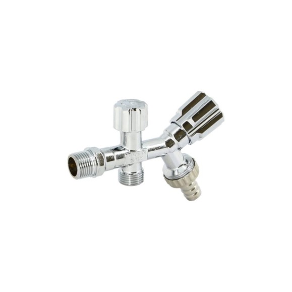 Двойной вентиль Uni-Fitt Н 1/2" х 1/2" х 3/4" для подключения бачков/смесителей, со штуцером, хром 188A2900 Двойной вентиль Uni-Fitt Н 1/2" х 1/2" х 3/4" для подключения бачков/смесителей, со штуцером, хром 188A2900