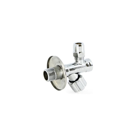 Вентиль Uni-Fitt  Н-обжим 1/2" х 10 мм 3/8", для подключения бачков/смесителей, с фильтром, хром 186F2500