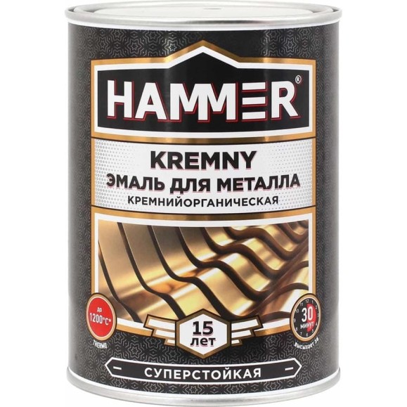 Эмаль по металлу HAMMER КО Kremny RAL 6002 зеленый 500С 0.8 кг ЭК000138087