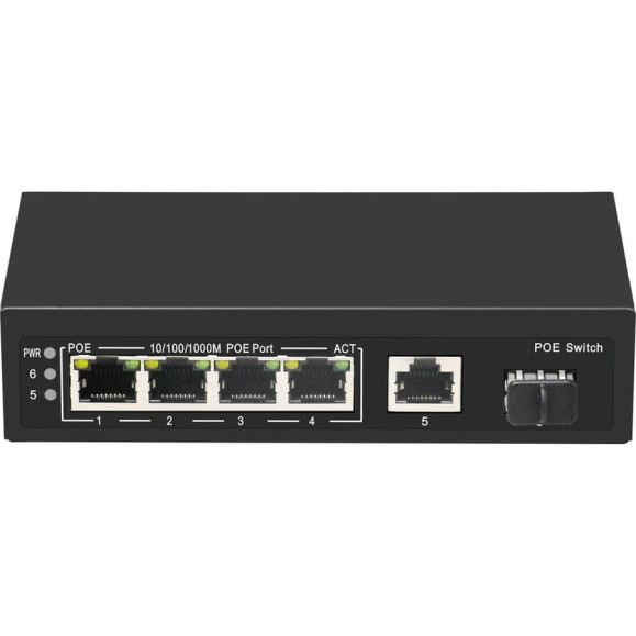 Коммутатор GIGALINK неуправляемый, 4 PoE af/at порта, 1000Мбит/с, 1 Upl, 1 SFP, 65W GL-SW-G005-04P