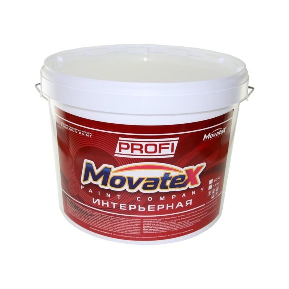 Водоэмульсионная интерьерная краска Movatex PROFI супербелая, моющаяся, 10 кг Т04683 Водоэмульсионная интерьерная краска Movatex PROFI супербелая, моющаяся, 10 кг Т04683