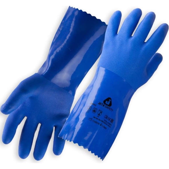 Защитные химические перчатки с покрытием из ПВХ Jeta Safety, синие, размер XXL/11, JP711 JP711-XXL