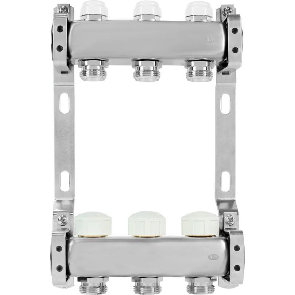 Коллекторная группа из нержавеющей стали COLSYS 805 3 выхода, с отсечными и термостатическими клапанами 180522503