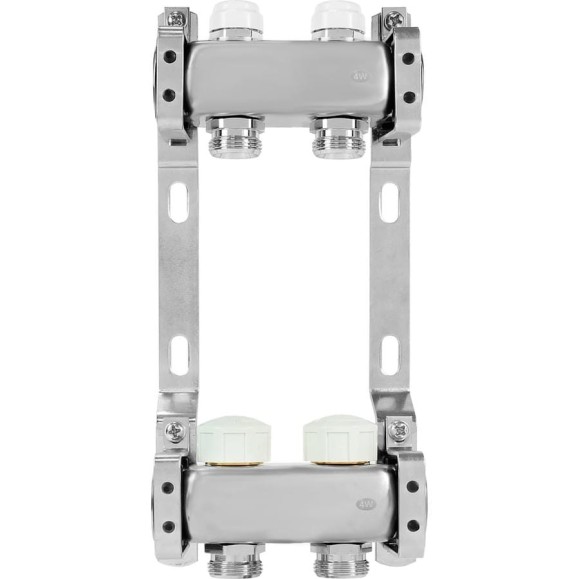 Коллекторная группа из нержавеющей стали COLSYS 805 2 выхода, с отсечными и термостатическими клапанами 180522502 Коллекторная группа из нержавеющей стали COLSYS 805 2 выхода, с отсечными и термостатическими клапанами 180522502