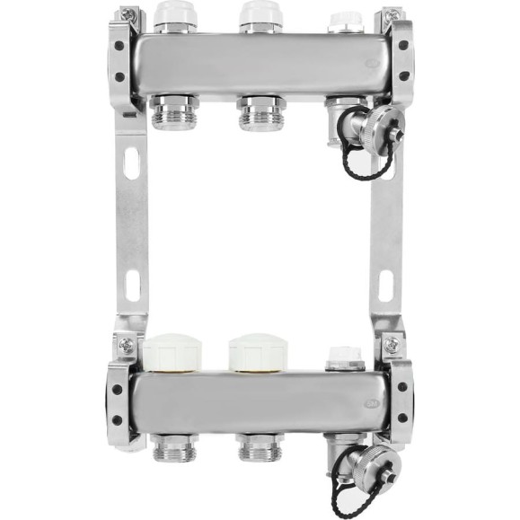Коллекторная группа из нержавеющей стали COLSYS 803 2 выхода, с отсечными, термостатическими и дренажными клапанами и воздухоотводчиками 180322502