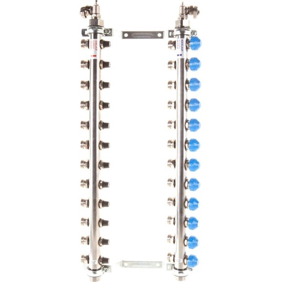 Коллекторная группа Uni-Fitt Н 1"х3/4", 12 выходов, нержавеющая сталь 456W4312