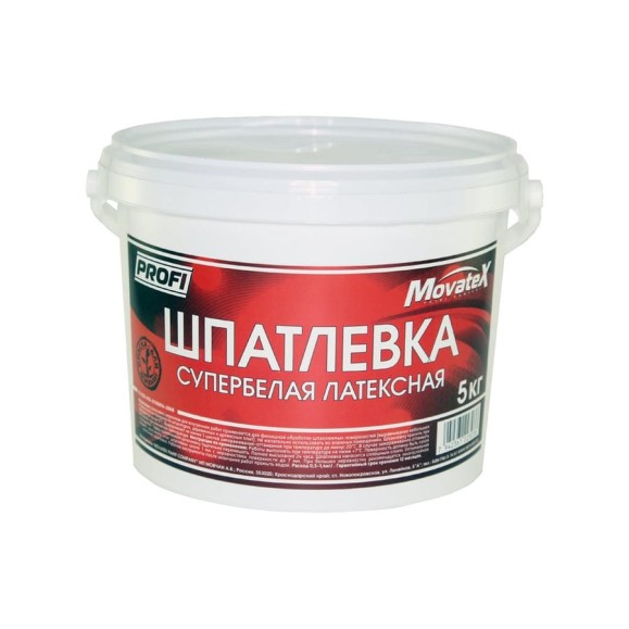 Шпаклевка латексная (5 кг; супербелая) Movatex Т05875 Шпаклевка латексная (5 кг; супербелая) Movatex Т05875
