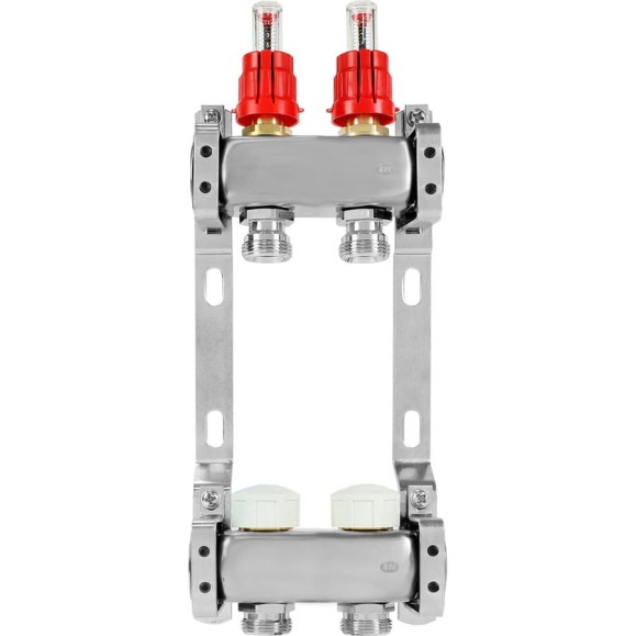 Коллекторная группа из нержавеющей стали COLSYS 804 2 выхода, с расходомерами и термостатическими клапанами 180422502 Коллекторная группа из нержавеющей стали COLSYS 804 2 выхода, с расходомерами и термостатическими клапанами 180422502