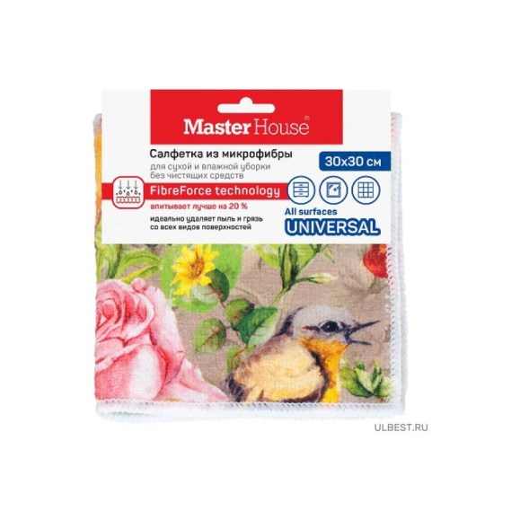 Салфетка из микрофибры Master House Английский сад 30х30см 60448
