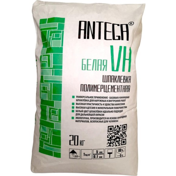 Шпатлевка полимерцементная VH белая 20 кг ANTEGA  ANT-4140