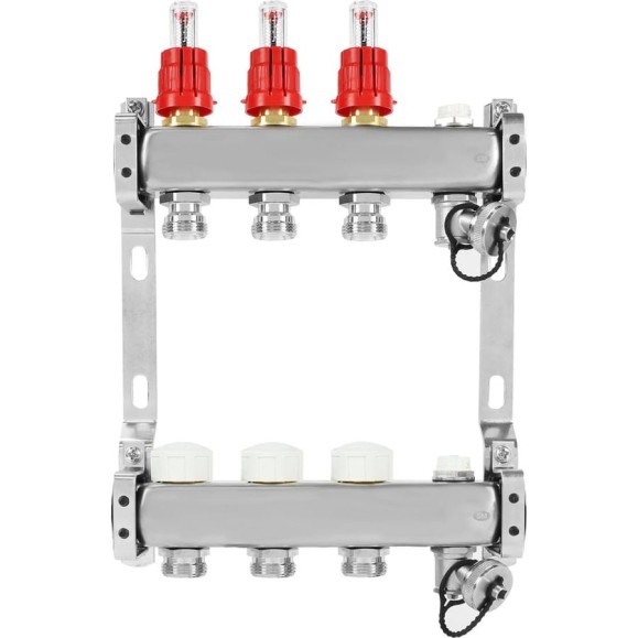Коллекторная группа COLSYS 802 3 выхода, с расходомерами, термостатическими и дренажными клапанами и воздухоотводчиками 180222503