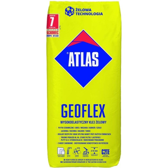 Высокоэластичный гелевый клей для керамогранита ATLAS 2-15 мм, 25 кг GEOFLEX-25 Высокоэластичный гелевый клей для керамогранита ATLAS 2-15 мм, 25 кг GEOFLEX-25